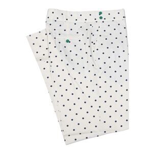 Mens Gurkha Pants 38 Beige Blue Polka Dot Cotton Straight Flat Front Trousers